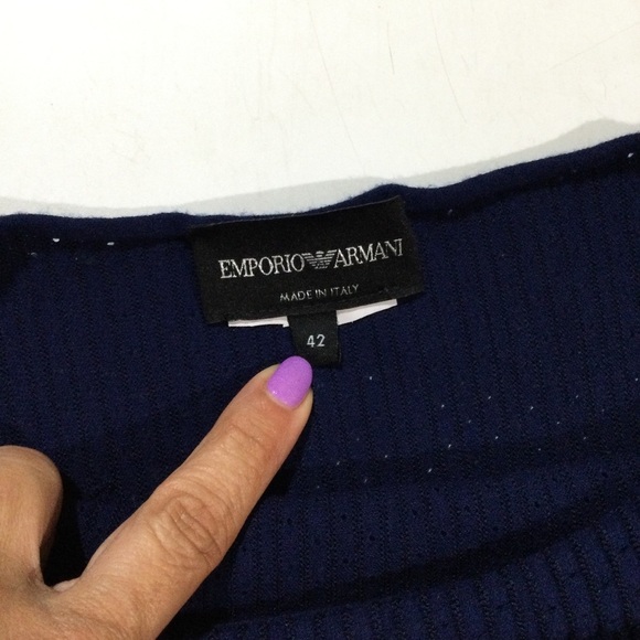 Emporio Armani Women's Size US Medium EU 42 Pleated Knit Career Dress Navy Blue - Picture 4 of 13